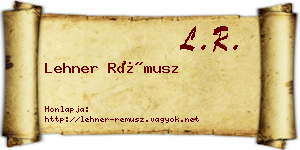 Lehner Rémusz névjegykártya